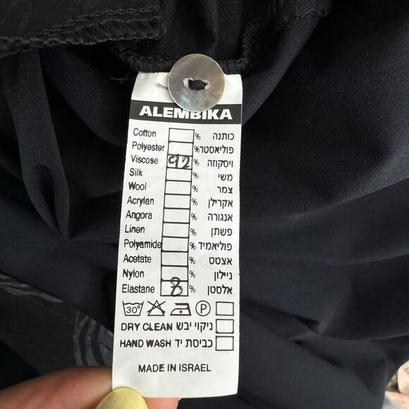 Alembika Art Print Lagenlook Dress Black Gray Viscose Midi Short Sleeve Sz 4 - Picture 8 of 8